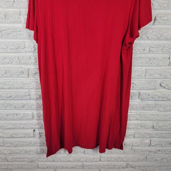 Green Envelope Womens Dress 2X Plus Mini Pullover Flutter Sleeve Red RED65E - Picture 9 of 12